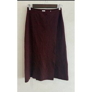 TSE 100% Pure Cashmere Sweater Skirt Small S Burgundy Cranberry Red Wrap Style